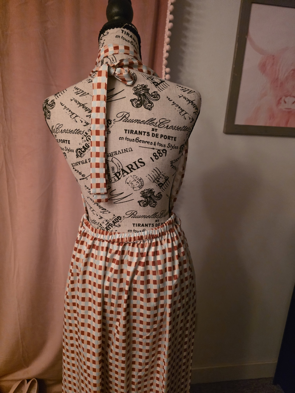 Cider Orange and White Gingham Halter Maxi Dress - Picture 2 of 2